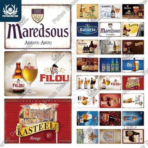 Putuo Decor Beer Brand Metal Sign Plaque Metal Vintage Tin Sign Poster Decoration for Pub Man Cave Kitchen Club Bar Home Decor