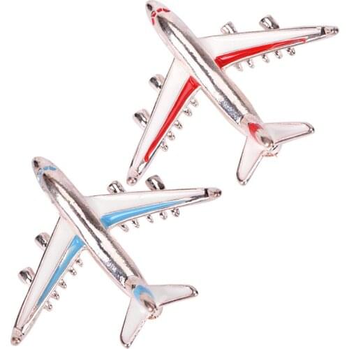 Cute Little Airplane Brooch Blue Enamel -color Metal Brooches Pin Aircraft Model Jewelry Suit Clothes Clips Best Gift