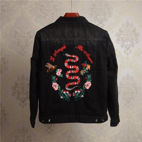 Sleeve Long New Men Back Embroidery Bee Snake l'aveugle par amour Denim Baseball Coats & Jackets Abstract digital coat #N108