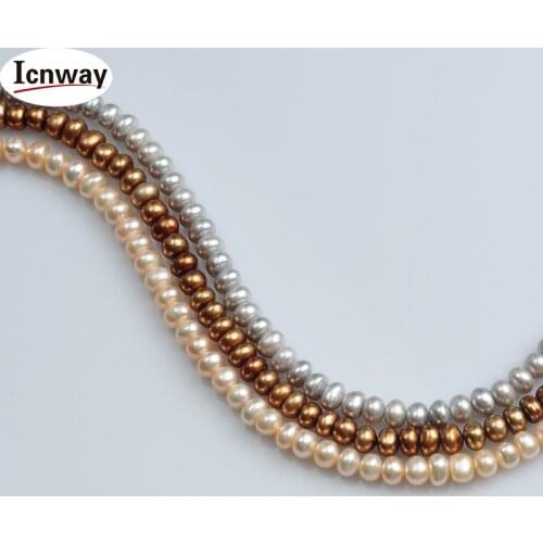 Natural AA gray pink bronze semi-round freshwater Pearl 6-7mm For Jewelry Making 15inches DIY necklace FreeShipping Wholesale