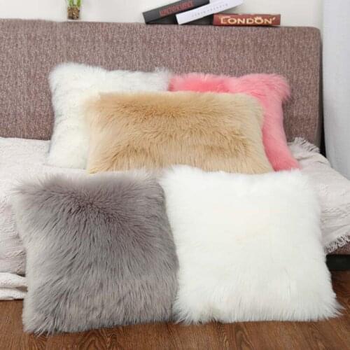 3 Sizes Nordic Plush Cushion-Cover Fluffy Faux Fur Cushions Case Bed Room Pillowcases Car Home Decoration Sofa Bed Throw Pillow