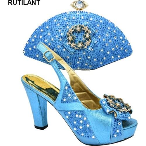 New Fashion Matching Shoes and Bag Set for Wedding Italian Elegant Ladies Shoe and Bag Set for Wedding Buckle Strap Bride Party