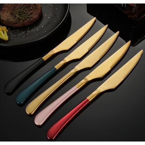 6pcs Stainless steel steak knife with long handle thickened Western knife Western dining tableware Two sets are 10% off