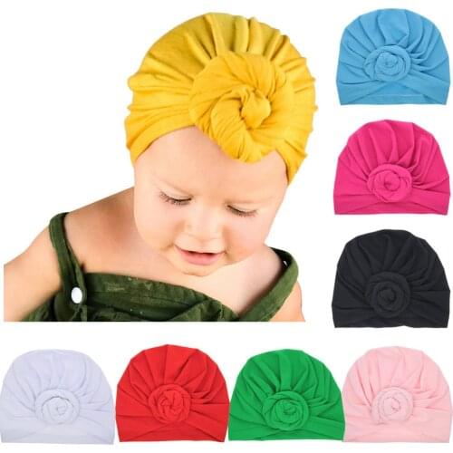 1 Pieces Lytwtws Infant Headbands Rose Cotton Turban Headband For Girls Stretchy Beanie Hat Headwear Baby Hair Accessories