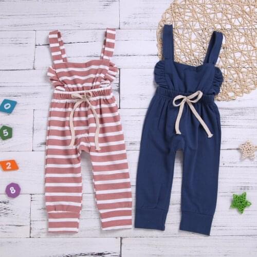 0-3T Striped Suspenders Baby Long Trousers Girls Jumpsuit European and American Style Jumpsuit
