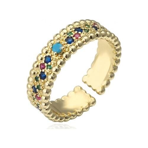 Gold Plated Cooper CZ Crystal Rings For Women, Multicolor Party Jewelry Rings Gift