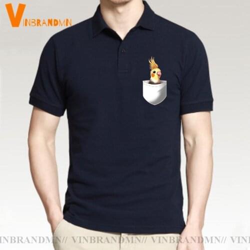 Stylish fashion Creative Design Pocket Cockatiel polo shirt men male Hip Hop Streetwear Cute Austrlian Parrot pocket polo shirts