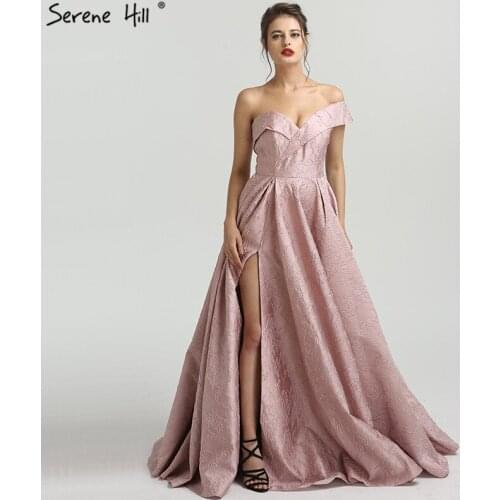Sexy Long Pink One Shoulder Formal Evening Gown Dress Split Evening Dresses 2020 BLA6485