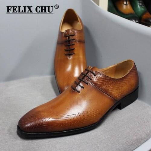 Dropshipping Size 6 To 13 Mens Dress Oxford Shoes Genuine Leather Handmade Brown Lace Up Pointed Toe Male Business Formal Shoes