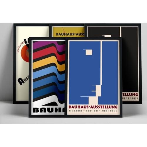 Bauhaus Exhibition Unique Geometric Poster Minimalist Art Canvas Print Abstract Painting Wall Picture for Living Room Home Decor