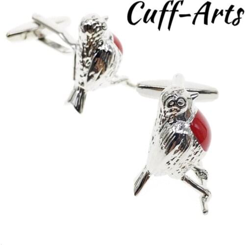 Animal Cufflinks For MensRed Robin Bird Cufflnks Men Jewelry Gemelos Tie Clip Cuff Links Gemelos C10026