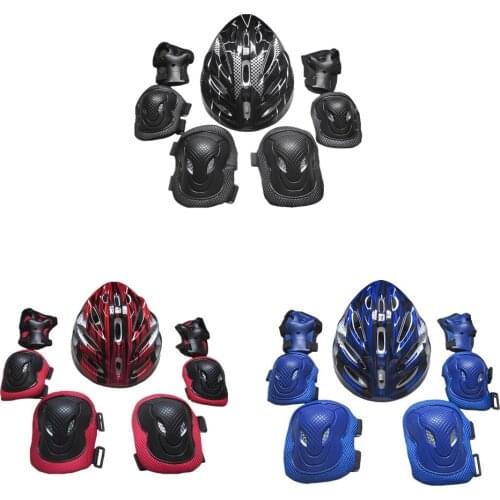 Roller Skating Protective Kit Adults Knee Elbow Pads Hand Protection Helmet for Adults Outdoor Skiing Practice Full Set 7pcs