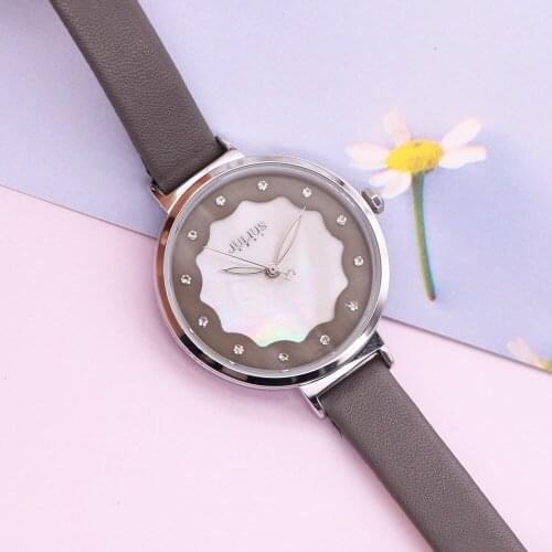 Mother-of-pearl Julius Womens Watch Japan Mov't Hours Fashion Clock Real Leather Bracelet Girls Birthday Lucky Gift Box
