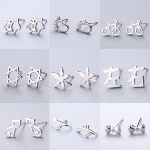MEYRROYU Silver Color Small Cute Stud Earrings New Simple Earrings 2021 Trend Earrings For Women Fashion Gift Jewelry Pendientes