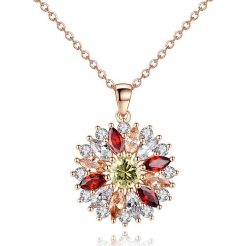 Dovolov Trendy Multi-color luxury Flower Necklace For Women Fashion Wedding Chain Statement Necklace Jewelry Bijoux A503