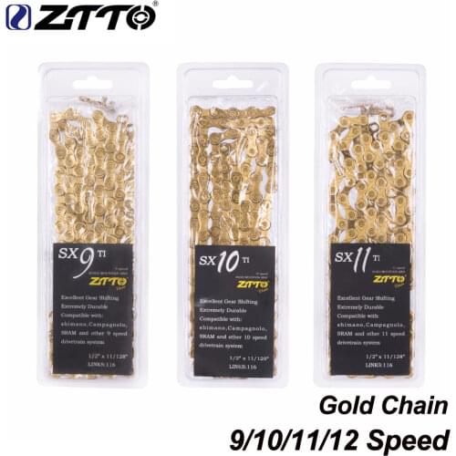 ZTTO MTB Mountain Bike Road Bicycle Parts High Quality Durable Gold Golden Chain 10s 20s 30s 10 Speed for Parts K7 System