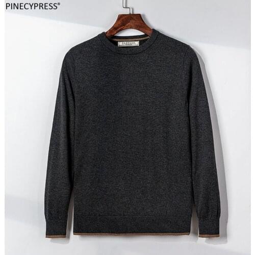 100% Cotton Anti-pilling Anti-static Warm Man Long Sleeve O-neck Knitwear Pullover Male Knitted Clothing Autumn Men Sweater