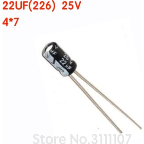 20PCS/LOT 22uF 25V 4*7 226 Aluminum electrolytic capacitor 4*7 Electrolytic Capacitor 25v 22uf