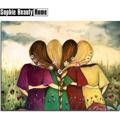 Diy 5d Diamond Mosaic Full Drill Diamond Painting Cross Stitch Long braids Girlss Back Diamond Embroidery kit Needlework 189104