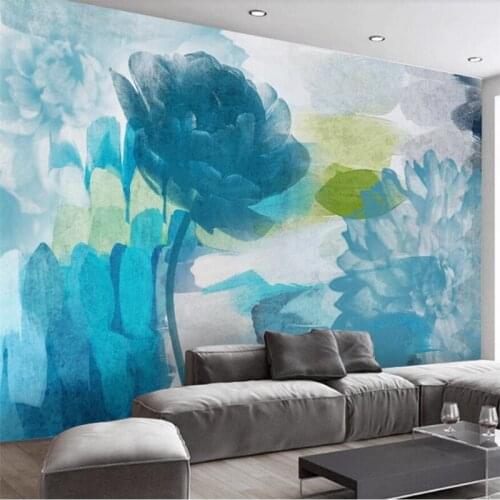 Beibehang Modern minimalist abstract watercolor flower TV background wall custom large mural green wallpaper papel de parede