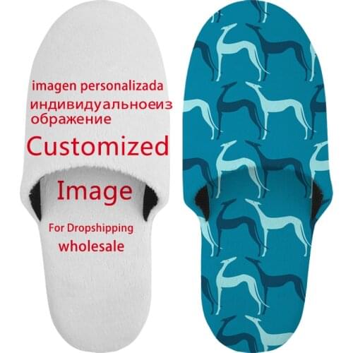 Free Customized Your Image Logo Photo Couple Women Winter Slippers Wholesale House Hotel Warm Non-slip Slides Dropshipping