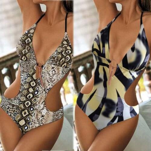 Bikini Swimwear Fashion Wome Lace Up Printed Padded Push-up One Piece Bikini 2019 biquini Set Sexy Swimsuit Bikinis
