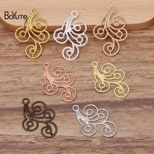BoYuTe (100 Pieces/Lot) 20*30MM Metal Brass Filigree Charms Diy Hand Made Jewelry Findings Components