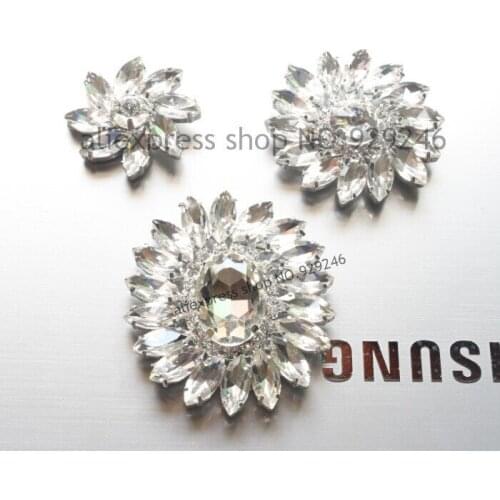 1pc/pack beautiful sunflower button AB clear white mariquesa glass crystal applique flatback for shoes garment hat DIY supplies
