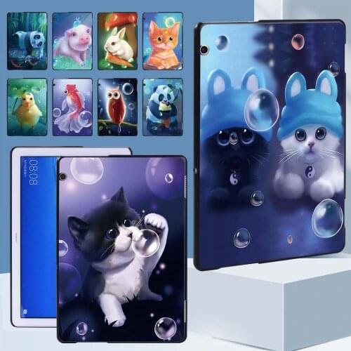 For Huawei MediaPad M5 Lite 10.1"/M5 10.8"/T3 8.0/T3 10 9.6"/MediaPad T5 10 10.1" Animal Pattern Back Shell + Free Stylus