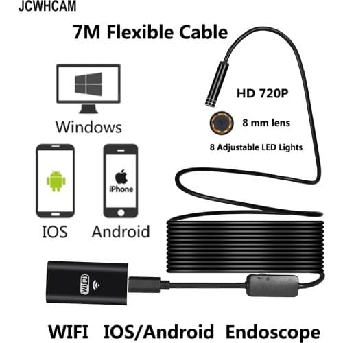 8mm Lens Wifi Android Smartphone IOS Wireless Endoscope Camera 7M Waterproof Snake Tube Pipe Borescope 720P Camera Endoscope