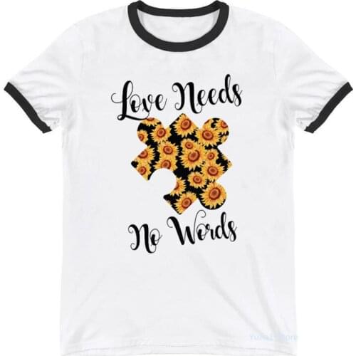 Love Needs No Words Graphic Print Tshirts Women Clothes 2021 Sunflower T Shirt Femme ValentineS Day Female T-Shirt Streetwear