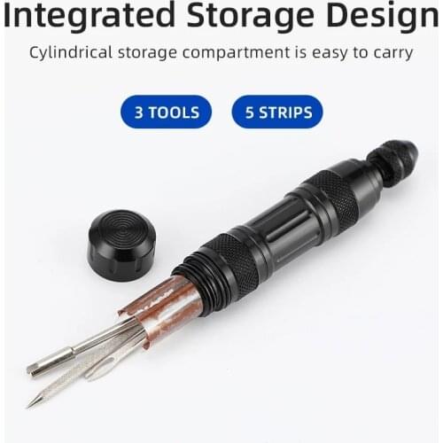 Bicycle Tubeless Tire Repair Tool Tyre Drill Puncture for Urgent Glue Free Service Repair Optional Rubber Stripes