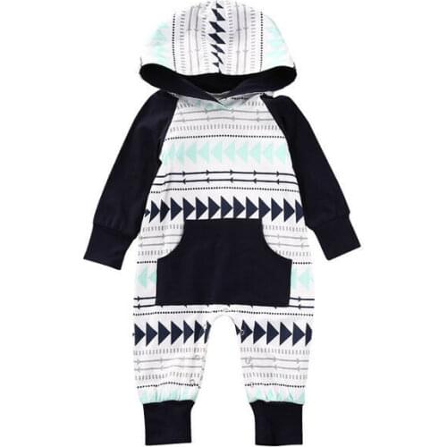 Toddler Baby Infant Boy Girls Pocket Hooded Jumpsuit Hooded Clothes