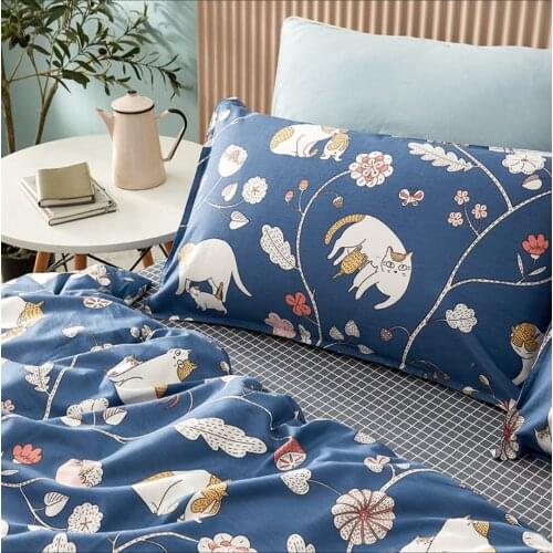 Spring and summer cotton cat three-piece set autumn and winter quilt cover