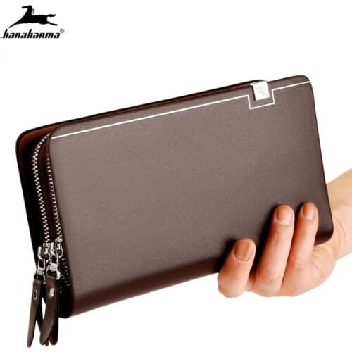 Brand Men Wallets carteira masculina couro coin pocket Double Zip Male Wallet long Large Men Purse hombre clutch bag Business