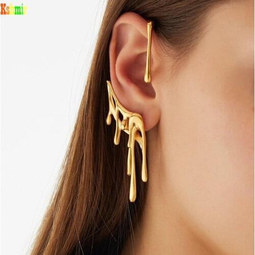 Kshmir 2020 new Punk Gold metal drop wax irregular lava metal earring buckle earrings, suitable for female jewelry gifts
