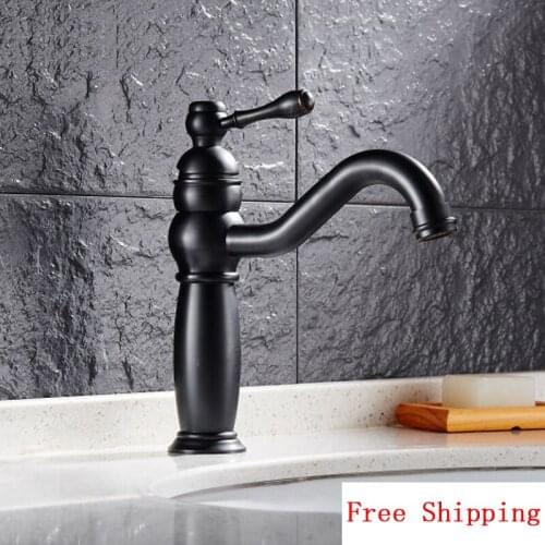 Brass material bathroom sink basin faucet, Oil Rubbed Bronze basin faucet hot and cold, Antique ORB wash basin faucet mixer tap