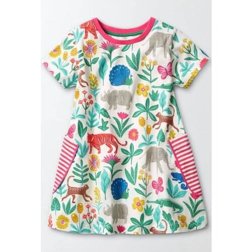 Summer Toddler Girl Cartoon Animal Dresses Kids Quality Cotton Knitted Clothes Baby Girl Casual Princess Dress Costume Outfits