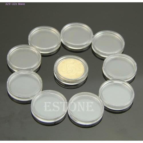 Hot 22mm Clear Round Cases Coin Storage Capsules Holder Round Plastic