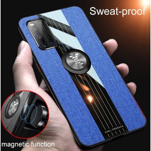 Megnetic Ring Holder Phone Case for VIVO IQOO 3 5G Global Mobile Back Cover Soft Silicone TPU Luxury Cloth IQOO3 2020 Girls Bags