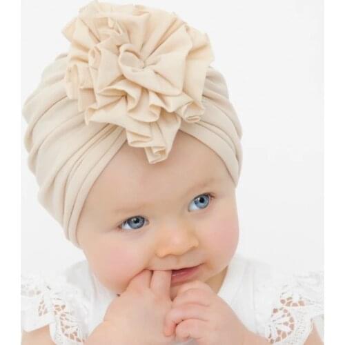 Cute Baby Beanie Sun Hat For Girls Kids Cotton Indian Hats Newborn Pleated Cap Flower Toddlor Bonnet Child Hair Accessories