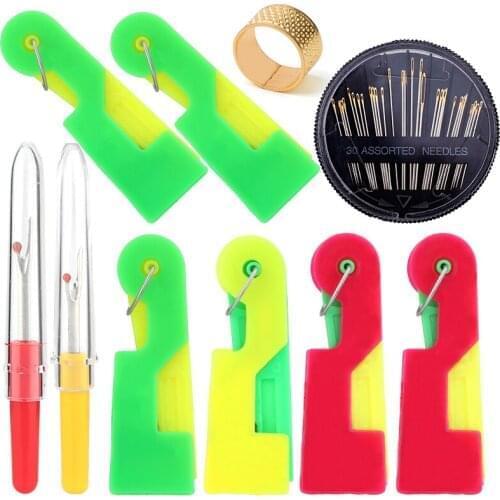 MIUSIE Automatic Sewing Needle Threader Seam Ripper Sewing Needle For Hand Stitching and Sewing Machine Needle