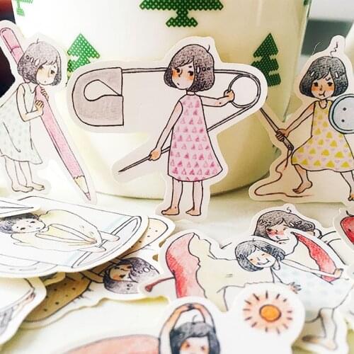 Cartoon Stickers letter DIY Scrapbooking Color Pencil Girl Series Album journal Happy Planner Handicraft Decoration Sticker Pack