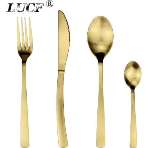 LUCF 4 In 1 set Western Cutlery Colorful Stainless Steel Fashion Brief Metal Dinnerware Set Elegant Utensil for Home Recommend