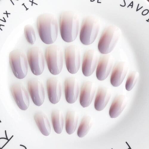 24pcs Women Fake Nails Tips Gradient Color Rounded Head DIY Manicure Decoration False Nails @ME88
