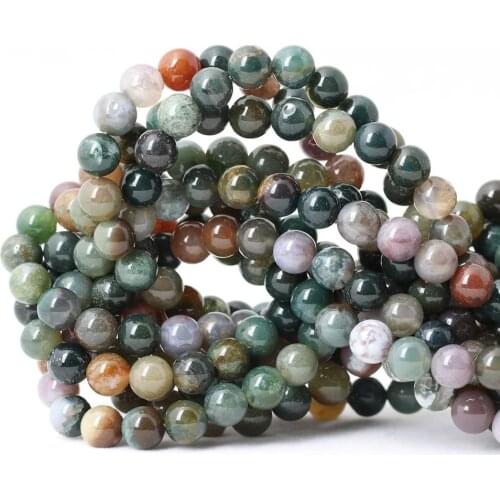 Natural India Agate Loose Beads Gemstone Smooth Round for DIY Jewelry Making