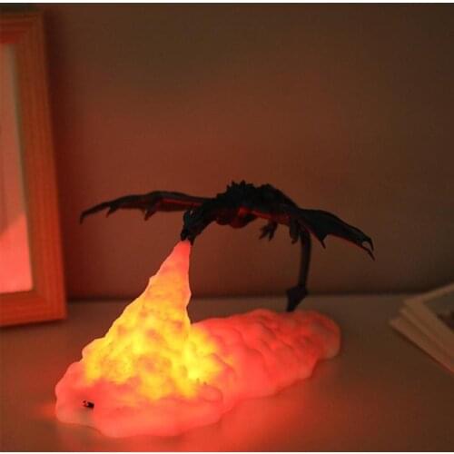 3d Printed Fire Breathing Dragon Shape Lamp Night Light For Kid Room Bedroom Animal Decoration Rechargeable Mood Soft Lights