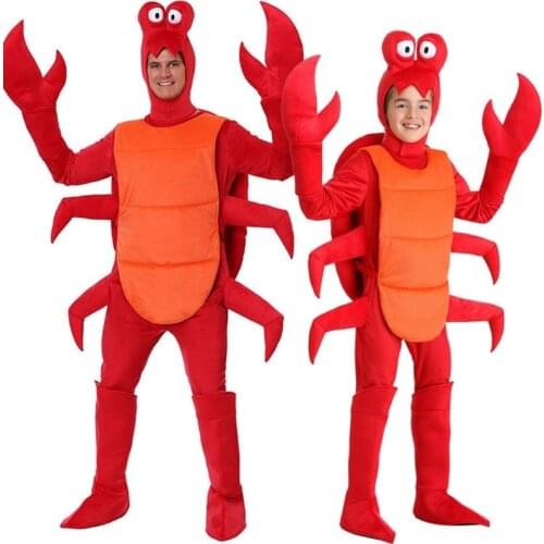New Halloween cosplay adult Men Christmas Red Lobster Costume Adult For Party Loose crab Animal party costume Pyjama for kid