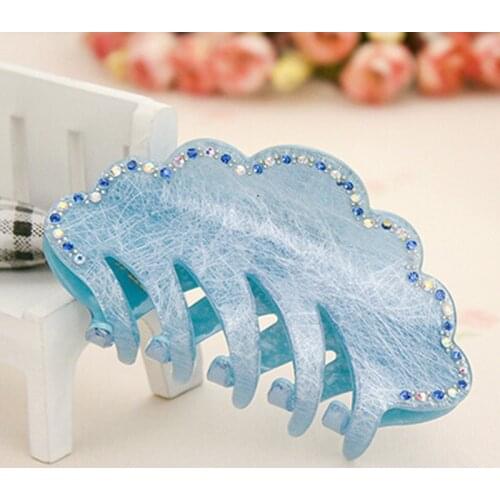 New Silk White Rhinestone Hair Clip Women Hair Claws Acrylic Rhinestone Claw Clip