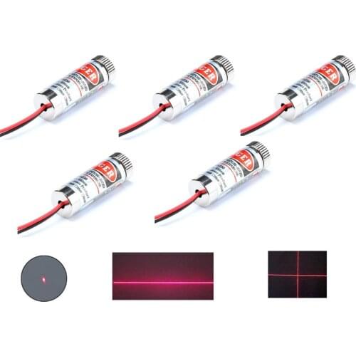 Wholesale Lot 5pcs DIY DC 5V 5mW 12mm Diameter 650nm Red Dot/Red Line/Red Cross Point Laser Module Adjustable Lazer